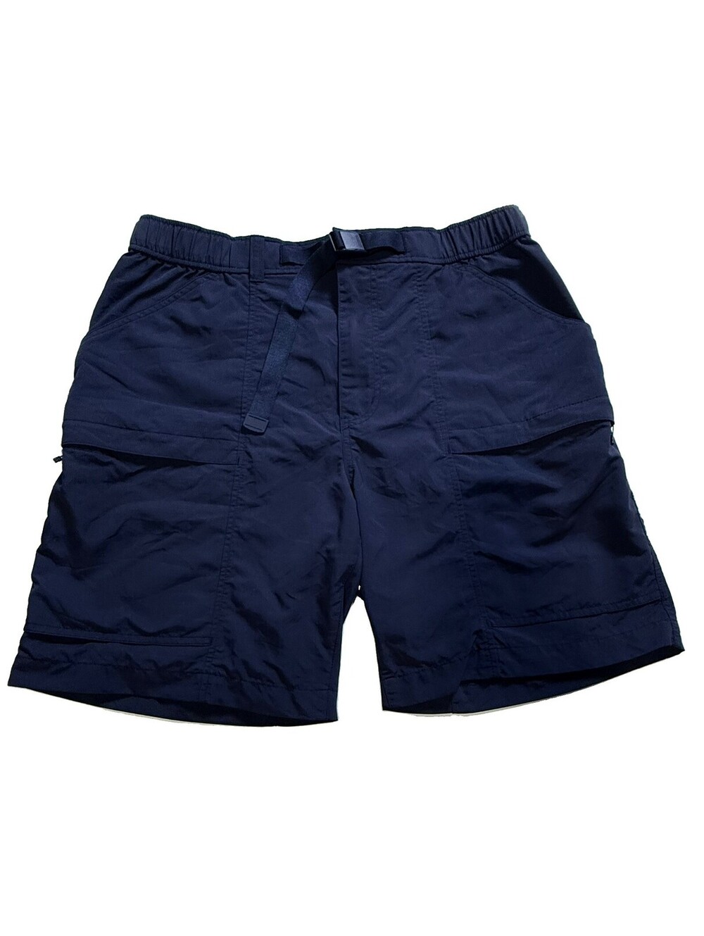 Uniqlo Shorts Mens M Blue Cargo Belted Ripstop Utility Hiking Nylon